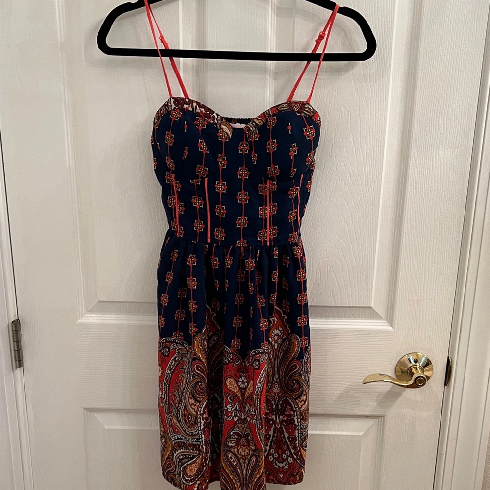 Elegant Strapless Navy and Red Dress
